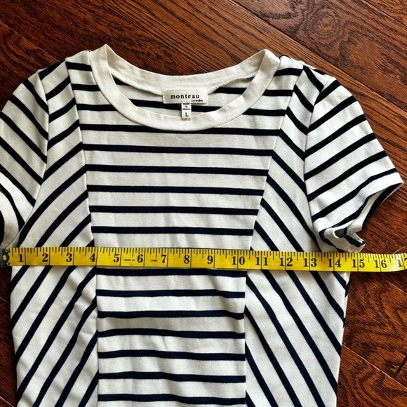 Monteau navy and cream striped dress in Large. - Picture 3 of 5